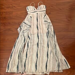 Preloved BCBG Maxazria Elegant Cream and Green Striped Sundress